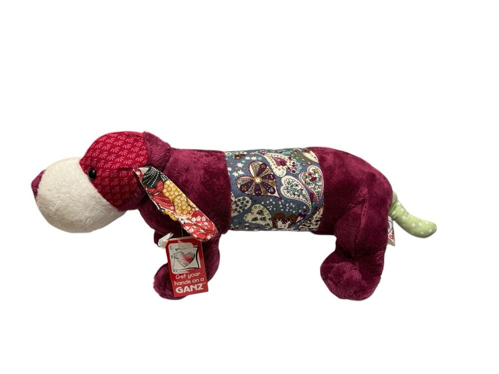 Ganz Daschie Purple Patchwork Weiner Dog Stuffed Plush Doll Toy Plushy 14”